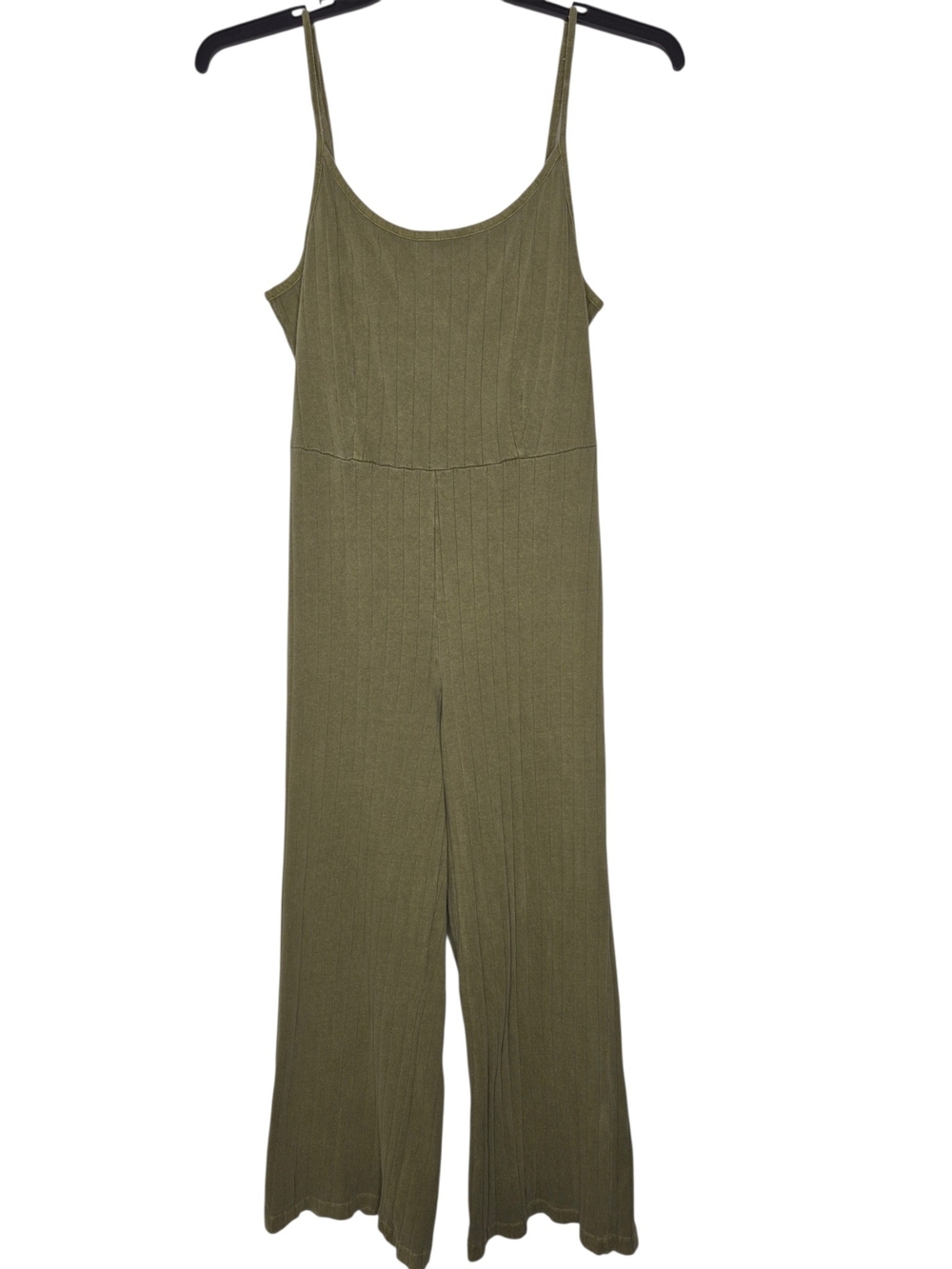 People of Leisure Organic Cotton Ribbed Tank Jumpsuit Olive Womens Small